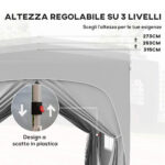 Gazebo da Giardino 3x3m Pieghevole con Altezza Regolabile, Protezione UPF50+ e Borsa, Grigio Chiaro - immagine 5