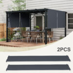 Copertura per Gazebo Pergola 3x3 m in Poliestere con Tasche e Cinghie, 488x122 cm, Grigio Carbone - immagine 4