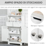 Mobile Bagno Multiuso Salvaspazio, Armadietto da Bagno con Armadietto 2 Ante, Mensola e 2 Cassetti Regolabili, 60x30x108,8cm, Bianco - immagine 5