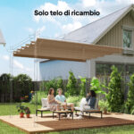 Tetto per Gazebo Pergola con 10 Fori di Drenaggio in Poliestere, 250x255 cm, per Pergola 3x3m, Marrone Chiaro - immagine 2