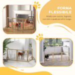 Cancellino per Cani Pieghevole con 3 Pannelli e Piedini Triangolari, 210x70 cm, Legno Naturale - immagine 6
