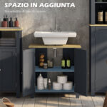 Mobile Sottolavabo in Truciolato e MDF a 2 Ante con Ripiano Interno Regolabile, 60x30x60 cm, Grigio - immagine 5