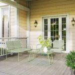 Salotto da Esterno in Rattan PE con Divanetto, 2 Poltroncine e Tavolino con Piano in Vetro, Verde - immagine 9