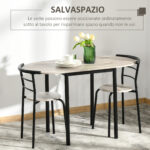 Set da Pranzo 3 Pezzi con 2 Sedie e 1 Tavolo da Pranzo Ovale in MDF e Acciaio per Spazi Limitati - immagine 6