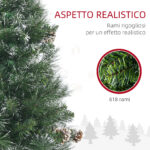 Albero di Natale Artificiale da 180cm con Pigne, 618 Rami e Base in Metallo, Verde - immagine 5