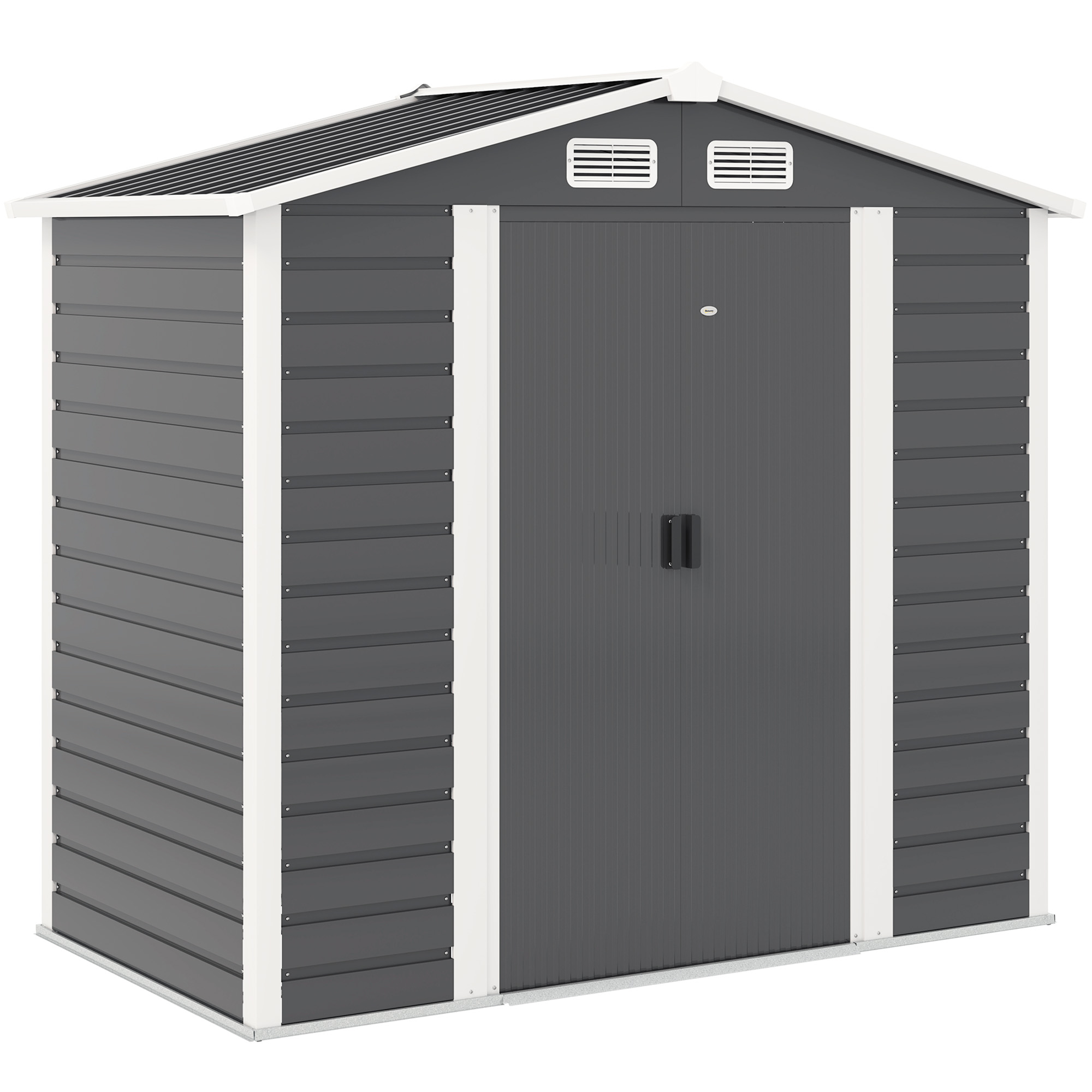 BM016c195fa4d0b5d.jpg Casetta da Giardino in Metallo con Porte Scorrevoli e Lucchetto con Chiavi, 2,1x1,2x1,9m, Grigio Scuro - immagine 1