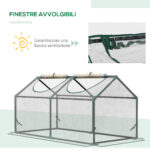 Mini Serra da Giardino con 2 Finestre Avvolgibili e Copertura PVC Anti-UV, 120x60x60cm, Trasparente - immagine 4