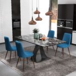 Sedie da Cucina Imbottite, Set 4 Pezzi in Poliestere e Acciaio, 47x55x86 cm, Blu - immagine 2
