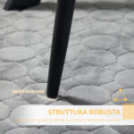 Set 2 Sedie da Cucina Imbottite e Salvaspazio con Gambe in Acciaio, 43x58x90 cm, Grigio e Nero - immagine 6