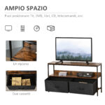 Mobile TV, Mobile Porta TV Fino a 47" con 2 Cassetti Pieghevoli in Tessuto e Mensola, Mobiletto per Televisore per Soggiorno, Camera da Letto e Salotto, 98x29x56 cm, Marrone Rustico - immagine 4