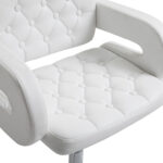 Sgabello Alto Moderno da Bar con Schienale e Braccioli, Regolabile e Girevole, per Cucina o Pub, 64x50x94-114cm, Bianca | Aosom Italy - immagine 8