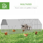 Recinto Gabbia per Galline in Metallo Galvanizzato Impermeabile, Pollaio con Porta e Copertura Oxford, 280x570x195cm - immagine 5