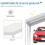 Garage Portatile 4x4m con Tettoia anti UV, Pioggia e Vento per Veicoli, Matrimoni e Feste - Bianco - immagine 7