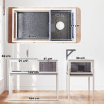 Casetta Tartarughe Rialzata con Divisorio, Vassoio Estraibile, in Legno e PS, 104x53x82 cm, Grigio e Bianco - immagine 3