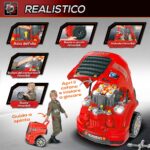 Officina Camion Giocattolo con Motore e 61 Accessori per Bambini 3-5 Anni, Ruote e Maniglia, 40x39x47cm, Rosso - immagine 5