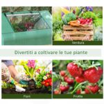 Serra da Giardino in Acciaio con Rivestimento in PE, Porte Avvolgibili e Finestre, 180x140x80cm, Verde - immagine 7