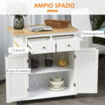 Carrello da Cucina Portaspezie a 3 Livelli e 4 Ruote in MDF e Truciolato, 89x45x89cm, Bianco - immagine 4