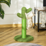 Albero Tiragraffi per Gatti a Forma di Cactus con Corde in Sisal, 40x40x65 cm, Verde - immagine 2