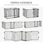 Cancelletto di Sicurezza Pieghevole 6 Sezioni, Cancellino Barriera per Cani in Acciaio, Sistema di Blocco e Chiusura Automatica, Nero - immagine 7