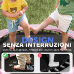 Tappeto Elastico per Bambini con Rete di Sicurezza e Pali Imbottiti Età 3-10 Anni, Ø140 x 190 cm, Rosa - immagine 5