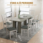 Tavolo da Pranzo in Stile Industriale per 8 Persone max, in Legno e Acciaio, 180x80x75 cm, Grigio - immagine 4
