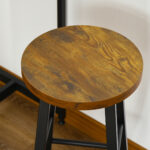 Set da Pranzo con Bancone Bar con 3 Ripiani e 2 Sgabelli Alti con Poggiapiedi Stile Industriale, Marrone - immagine 9