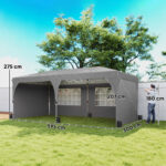 Gazebo Pieghevole 3x6 m con Pareti e Altezza Regolabile, Protezione UV 50+, Grigio Chiaro - immagine 3