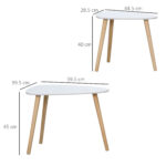 Set 2 Tavolini da Salotto Impilabili Stile Nordico con Gambe in Legno, Bianco - immagine 3