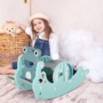 3-in-1 Cavallo a Dondolo Scivolo per Bambini e Canestro, Età 18-36 mesi, per Casa e Giardino, Verde - immagine 2
