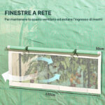 Serra a Tunnel per Orto 3x3x2 m in Acciaio e PE Anti UV con Porte Avvolgibili e Finestre, Verde - immagine 6