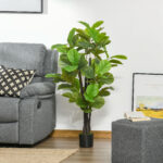 Ficus Artificiale per Interni ed Esterni, Pianta Artificiale Realistica con 78 Foglie, 130cm - immagine 2