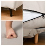 Poltrona Letto 3 in 1 con Schienale Reclinabile in 6 Posizioni, 94x78x80 cm, Beige - immagine 8