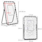 Rete da Calcio Rebounder Pieghevole con Bersaglio, Altezza e Angolazione Regolabili, Metallo e PE, 123x73x178,5cm, Nero - immagine 3
