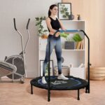 Mini Trampolino Fitness Ø102 cm Pieghevole con Manubrio Regolabile in Altezza, Blu - immagine 2