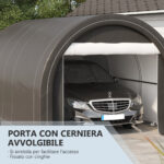 Tendone da Giardino per Auto e Attrezzi con Ingresso a Cerniera, Picchetti e Funi, 5x3x240 cm - immagine 6