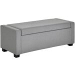 Panca Fondoletto con Vano Contenitore in Tessuto, 120x50x44cm - Grigio
