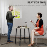 Tavolo da Pranzo Rotondo e Industriale per 2 Persone, in Legno e Acciaio, Ø80x75 cm, Nero e color Legno - immagine 4