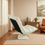 Poltrona in Tessuto Imbottita Girevole a 360° e Reclinabile a 3 Livelli 62x70x95cm, Beige - immagine 9