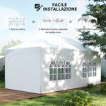 Gazebo da Giardino Pieghevole 3x6 m con Pareti Rimovibili e Borsa di Trasporto, Bianco - immagine 8