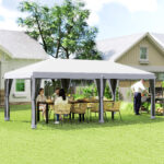Gazebo da Giardino 6x3 m Pieghevole con Zanzariera e Borsa di Trasporto, Crema - immagine 2