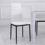 Set 4 Sedie per Soggiorno Imbottite in Tessuto, Sedie Sala da Pranzo Moderne con Gambe in Metallo, Capacità 120 kg, Bianco | Aosom Italy - immagine 7