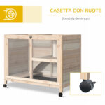 Conigliera in Legno a 2 Piani con Casetta, Rampa e Vassoio Estraibile, 91,5x53,3x73cm - immagine 6