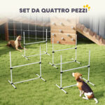 Set di 4 Ostacoli Agility Dog per Addestramento Cani ad Altezza Regolabile con Borsa da Trasporto Inclusa, 99x65x94cm, Bianco - immagine 5