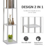 Lampada da Terra con 3 Mensole Integrate, Attacco E27 Potenza 40W, Arredamento Moderno in MDF, 26x26x160cm, Bianco - immagine 5