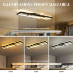 Lampada LED a Soffitto Dimmerabile 30-60K con Telecomando e Interruttore, 70x30 cm, Nero - immagine 4