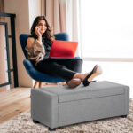 Panca Fondoletto con Vano Contenitore in Tessuto, 120x50x44cm - Grigio - immagine 9