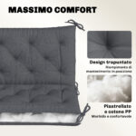 Cuscino da Giardino in Stile Capitonné per 2 Persone con 6 Lacci, in Cotone e Poliestere, 150x98x8 cm, Grigio Scuro - immagine 5