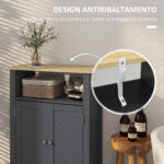 Mobiletto Bagno a 3 Ripiani in MDF e Truciolato con Ripiano Interno Regolabile, 60x30x80,5 cm - immagine 6