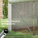 Serra da Giardino 4x3m a Tunnel con Copertura in PE, Porta e 8 Finestre Avvolgibili, Bianco - immagine 6