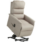 Poltrona Alzapersona Elettrica Reclinabile con Poggiapiedi, Telecomando  e Tasca, Beige